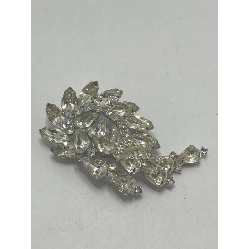 Kramer of New York Large Dramatic Rhinestone Curved Brooch Comet Shaped Vintage